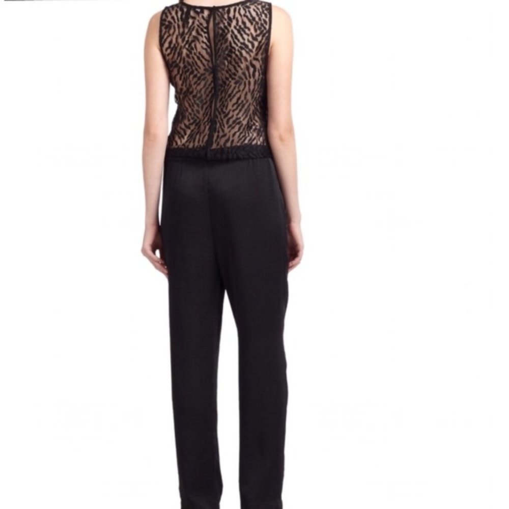 BCBGMaxAzria Liam Satin Lace Back Jumpsuit - Size Medium (M)